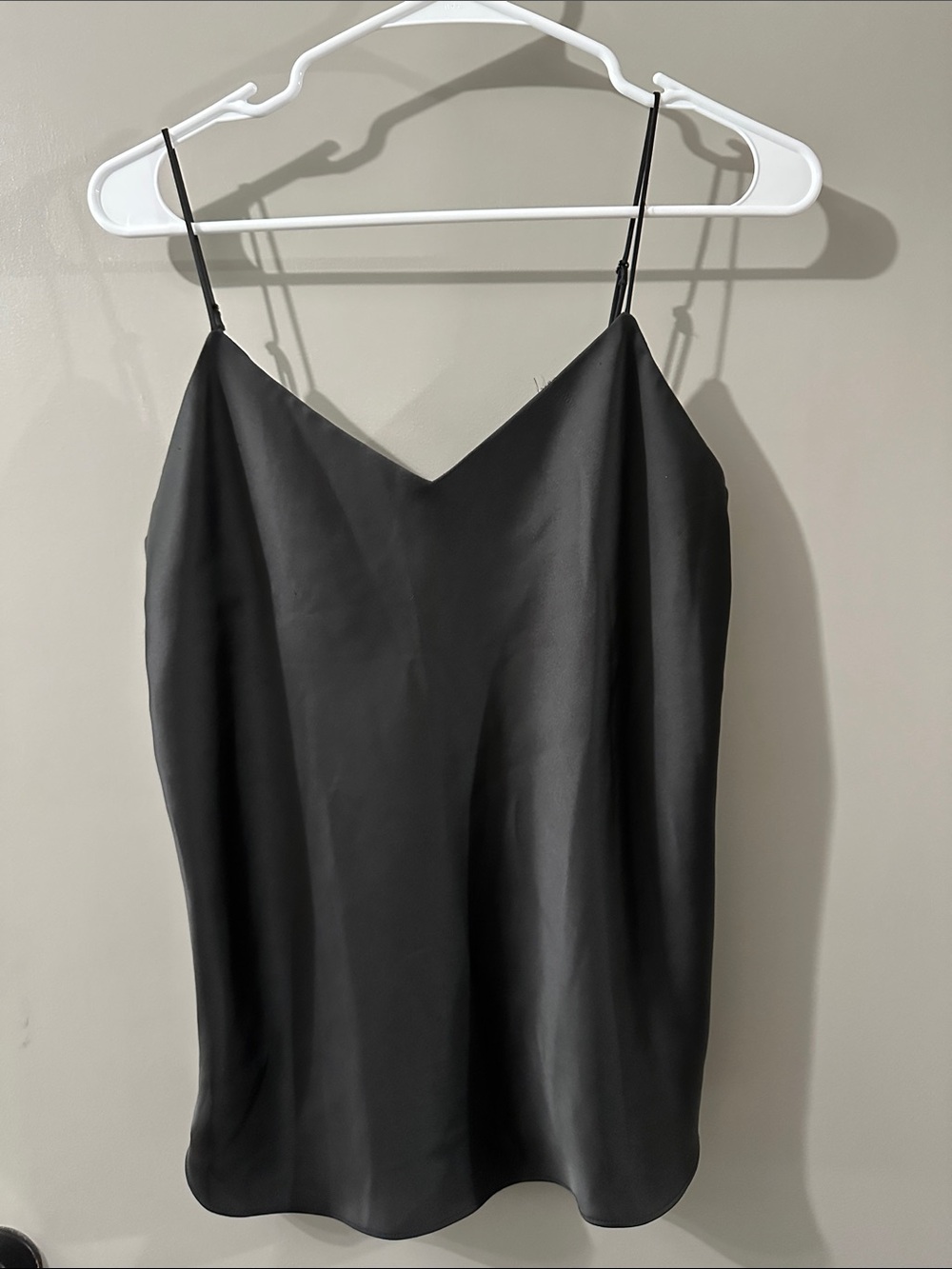 Club Monaco Black Satin V-Neck Cami